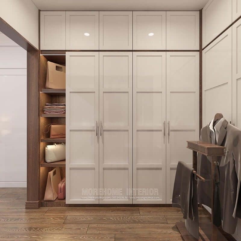 Tủ quần áo thông minh với thiết kế kịch trần kết hợp ngăn kệ không cánh được ưa chuộng hiện nay
