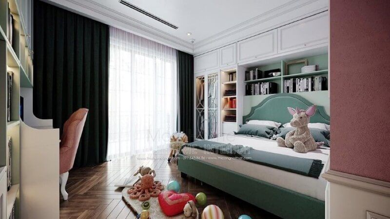 Giường ngủ bọc nệm xanh độc đáo cho phòng ngủ con gái. giường ngủ giá rẻi